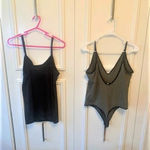 EXPRESS  Olive bodysuit + black‎ tank EUC Photo 5