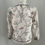 Keke Collection Floral Embroidered Cream/Briwn/Orange Silk Blazer sz M Photo 5