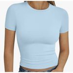 3~Trendy Queen Women's Basic T Shirts Short Sleeve Tops, Slim Fit Workout ~ Med. Green Photo 1