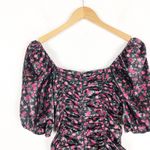 For Love and Lemons Melrose Mini Dress Small Floral Puff Sleeve Ruched Fairy Black Photo 11