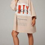 Savage X Fenty Shirt Dress Beige Oversized Graphic Tee Dress Size XS Casual Photo 0