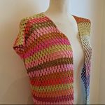 ROSE CARMINE Hand Crochet Maxi Cardigan Rainbow Stripe Metallic One Size Size undefined Photo 3