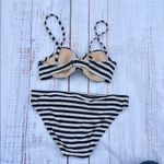J.Crew Black and White Striped One Piece Swimsuit Photo 2