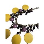 Windy Mink bold yellow and purple bright disc and bead statement necklace Photo 7