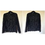 J.Crew  Mockneck Floral Lace Eyelash Hem Bow Accent Top Black Sz 8 Photo 4
