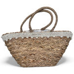 Boston Proper  Pia Rossini Straw Pearl Handbag Tote Bag Beach Summer Vacation NEW Photo 0