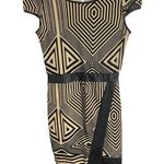 Uk2la  Women's Sz M Black Brown Asymmetrical Geometric Mini Dress Faux Leather Photo 0