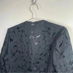 Nicole‎ Farhi Black Linen Floral Lace Eyelet Cropped Jacket Size 6 Photo 4