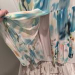 NWT Liv Foster Green Blue Watercolor Printed Chiffon Long Dress Sz 2 $395 Retail Photo 7