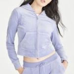 Juicy Couture  Velour Hoodie Jacket Size L Purple Full Zip with Logo Back Photo 0