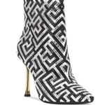 INC International Concepts Boots 8.5 Black Silver Embellished Gold Heel Booties Photo 1