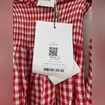 Sleeper Atlanta Linen Gingham Midi Dress Off Shoulder Red Size XS Photo 7