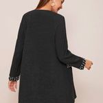 SheIn Grey Open Placket Coat With Pearl Beaded Detail Photo 6