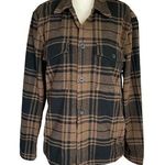 Gap women's size small brown and black collared long sleeve flannel shirt jacket Photo 0