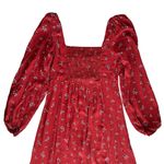 Free People Women’s Iris Long Balloon Sleeve Red Blue Floral Midi Dress Size S Photo 6