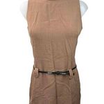 Cour Carre Women's Brown Mock Neck Sleeveless Belted A Line Flare Dress Size 46 Photo 0