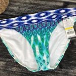 Kenneth Cole White Blue Green Print Fold Waist Bikini Swim Suit Bottoms NEW M Photo 0