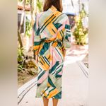 Entro  Vintage Resort Abstract Midi Dress Size M Vacation Cruise Tropical Photo 1