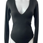 Victoria's Secret  Black Deep V-Neck Long Sleeve Fitted One Piece Bodysuit Top S Photo 0