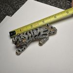 Large Tiger Striped Wild Cat Rhinestone Gold Tone Black Enamel Brooch Pin Photo 5