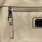 Stone Mountain Genuine Beige Leather Shoulder Bag with Black Accents Authentic Photo 1