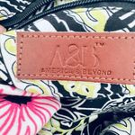 America & Beyond Floral Boho Shoulder Zip Tote Bag Purse Green Pink Photo 9