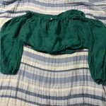 Free People  boho in the limelight smocked long sleeve off shoulder green small Photo 9