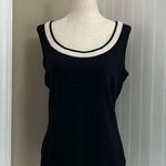 St. John Caviar Wool Blend Sleeveless Sweater Knit Tank Top Black Cream Size S Photo 0