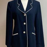 Neiman Marcus  Navy Blue, White Trim Blazer Photo 0