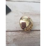 Vintage Clip On Earrings Gold Tone Domed Circle with Cut Out Design Photo 1