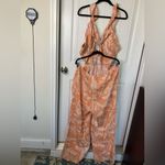 H&M concious choice ruffle cutout open back orange jumpsuit size XXL Photo 3