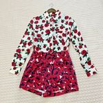 Moschino  30th Rose Silk Blend Jumpsuit Women's Long Sleeve Shorts Size 6 Photo 0