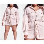 Fashion to figure Beige Raquel Tie Front Utility Cotton Lightweight Romper Sz 1X Photo 1