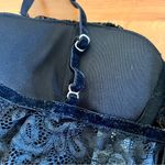 Lulus Women’s‎  Black Lace Padded Long Line Bra Velvet Details Size XL Photo 4