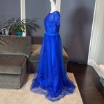 Women’s Short Sleeve Full Length Lace & Tulle Bridesmaid Party Dress Size XL NWT Blue Photo 2