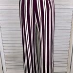Forever 21  Velour Wide Leg Jumpsuit Burgundy/White Stripes-Medium Photo 5