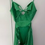 More To Come Green  satin midi dress Photo 3