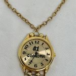 Number 1 Grandma gold tone pendant watch on a chain necklace Quartz running Photo 0