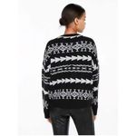 EXPRESS Miltered Pullover Sweater Womens Size Medium Black Aztec Geometric Knit Photo 8