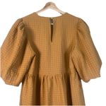 Mable‎ Dress Puff Sleeve Tiered Mustard Gold Cotton Cottagecore Mini Size Medium Yellow Photo 2