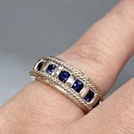 Vintage Designer CNA Lab Grown Sapphire Sterling Silver Band Ring Sz 6.75 Photo 4