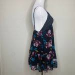 Forever 21 Black Flowy Boho Strappy Dress Sz Small Pink Teal Low Back Photo 4