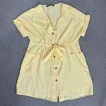 ZARA  Button Front Tie Waist Shirt‎ Dress Yellow XS Cap Sleeve Photo 13
