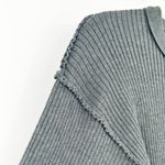 Oat Womens Fall Drop Shoulder Wide Sleeve Ribbed Knit Henley Sweater Size S Gray Photo 3