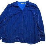 Soft Surroundings  Women's Royal Blue Velvet‎ Pixel Long Sleeve Blouse XL Photo 0