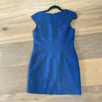 Adrianna Papell Black Blue Jacquard Brocade Beaded Embellished Sheath Dress 8P Photo 7