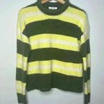Madewell  Striped Fulton Sweater Small Wool Alpaca Green/Yellow Stripe Photo 1