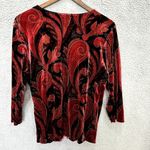 Notations  Velvet Paisley Print Top Womens Large Beaded‎ Accent Boho Whimsigoth Photo 2