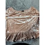 Anthropologie Sanctuary‎ Boho Women Pink Crushed Velvet Peplum Blouse Ruffle L Size L Photo 7