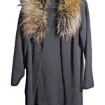 Donna Salyers‎ Fabulous Furs Long Cardigan Removable Collar Mob Wife Black Y2K S Photo 0
